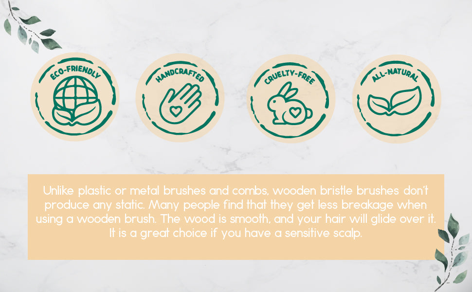 BENAT Wooden Detangling Hair Brush