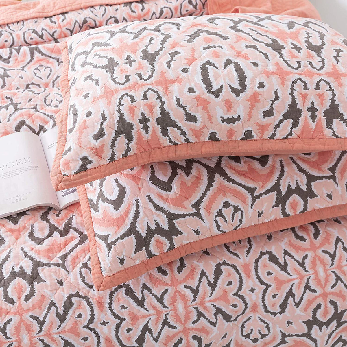 KASENTEX 100% Cotton Summer Ultra Soft Floral Design 3 Piece Reversible Bedding Set, Room Decor, Graduation Gifts
