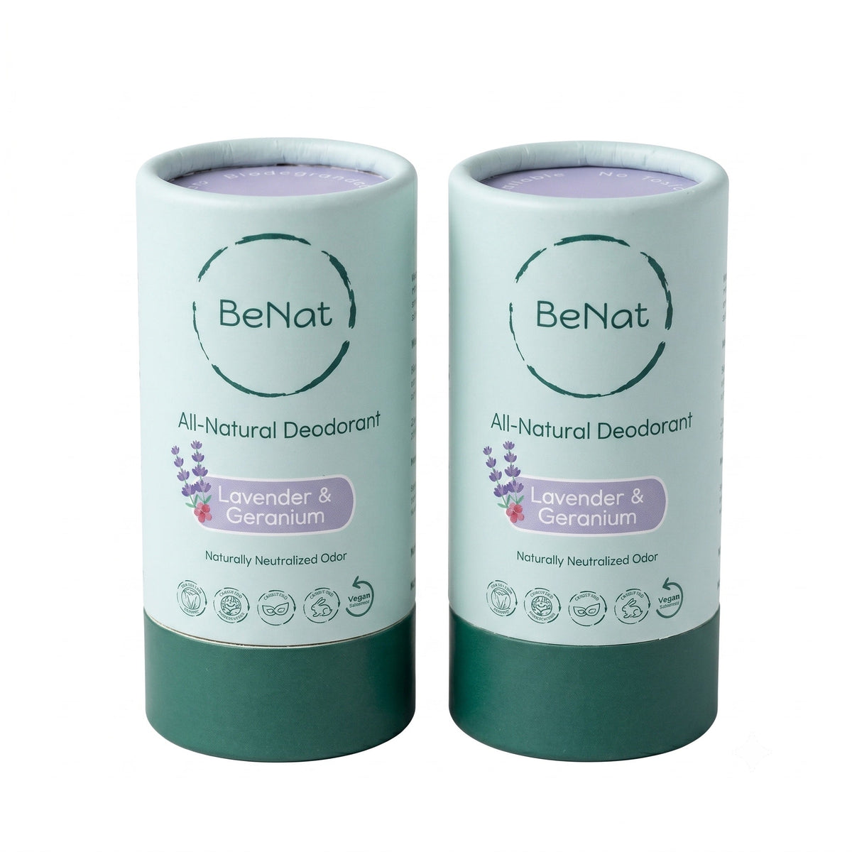 BENAT 2-Pack All-Natural, Plastic-Free Deodorants