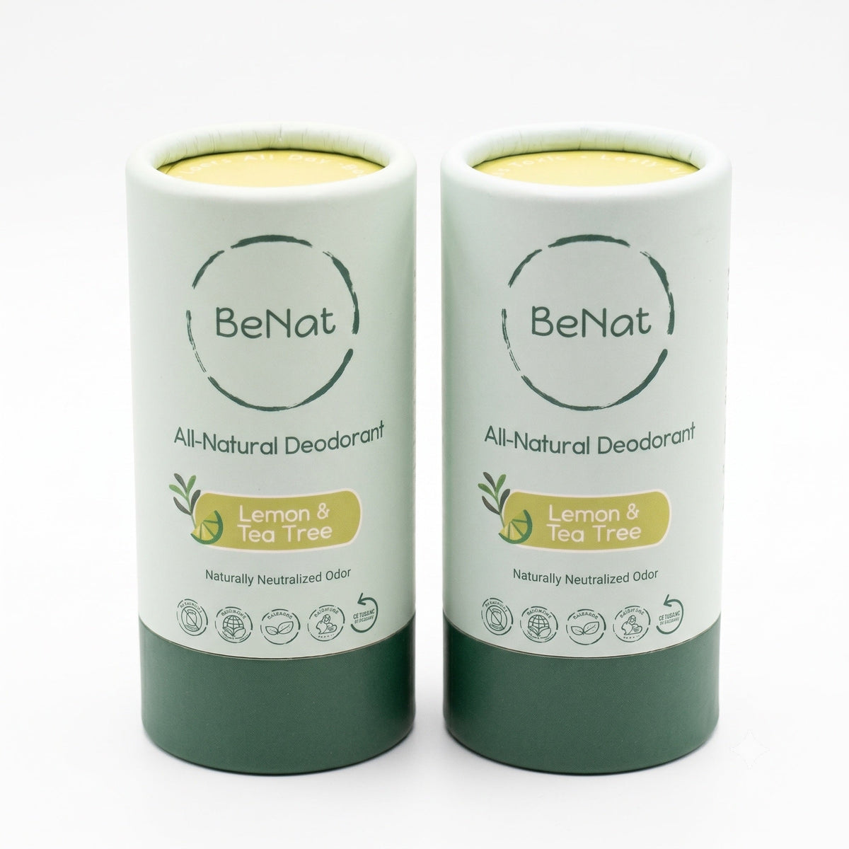 BENAT 2-Pack All-Natural, Plastic-Free Deodorants