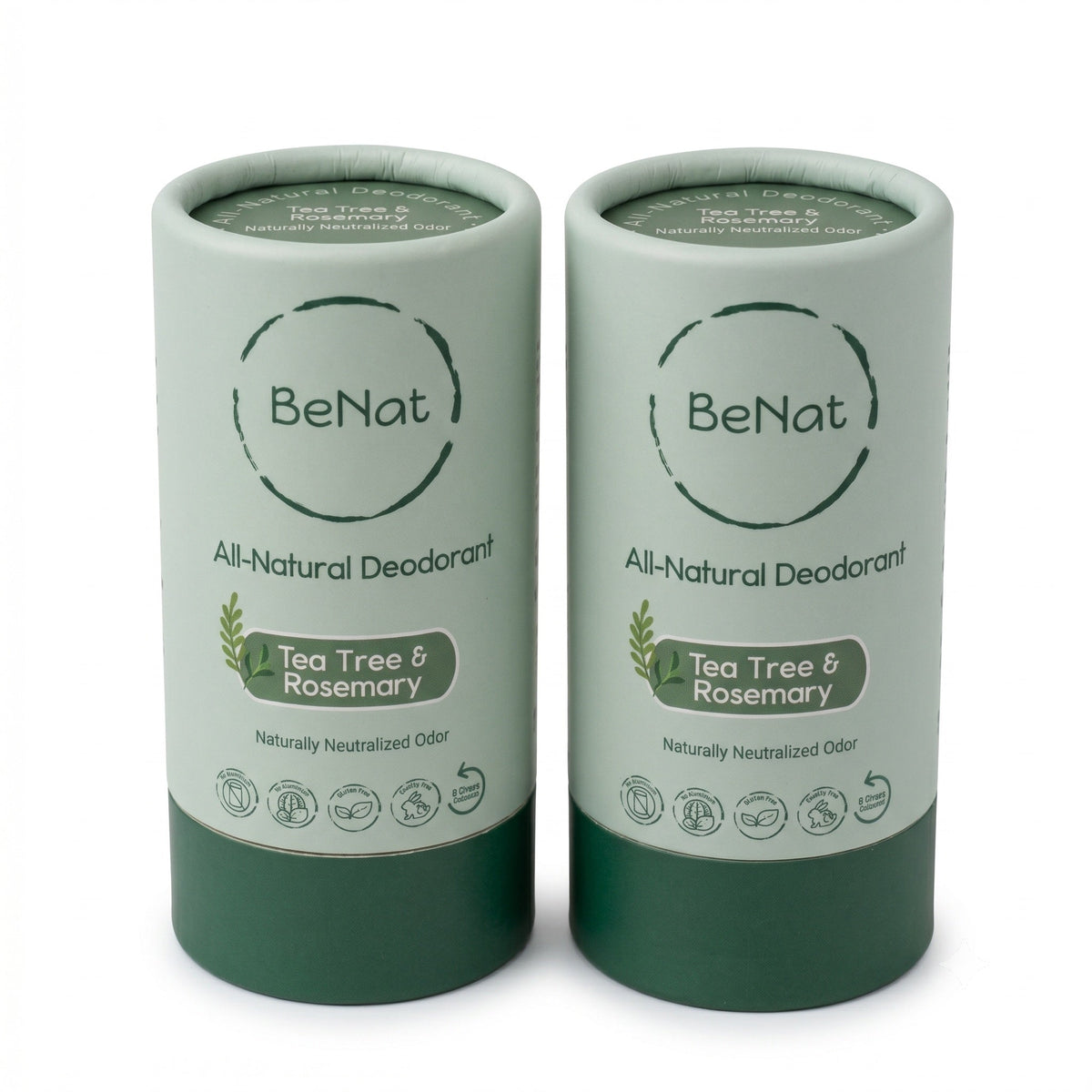 BENAT 2-Pack All-Natural, Plastic-Free Deodorants