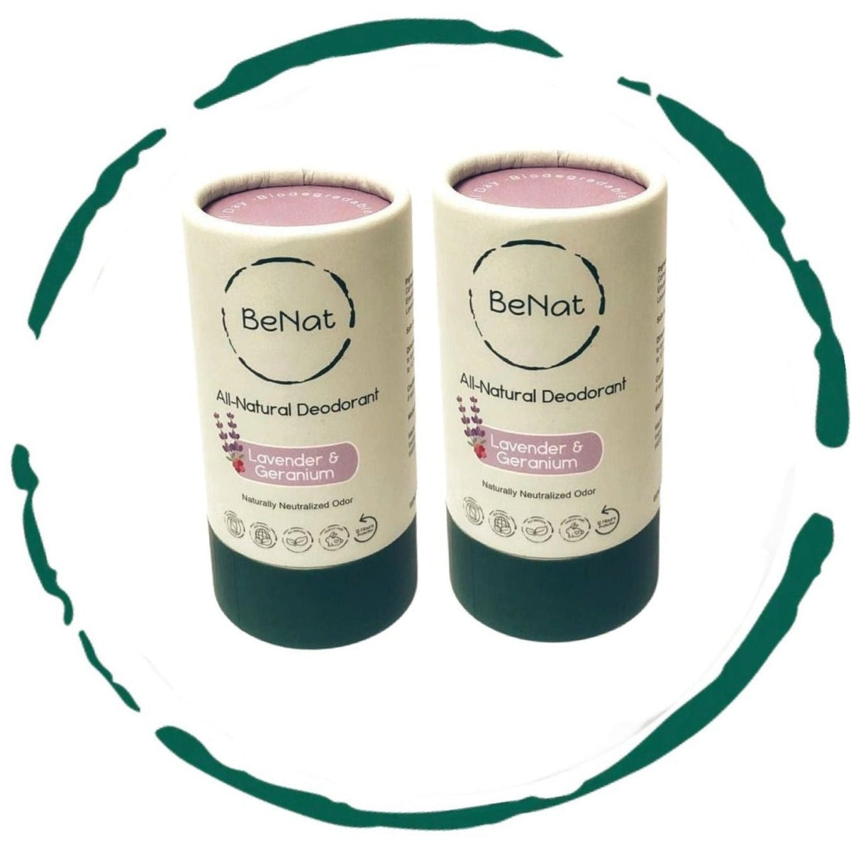 BENAT 2-Pack All-Natural, Plastic-Free Deodorants