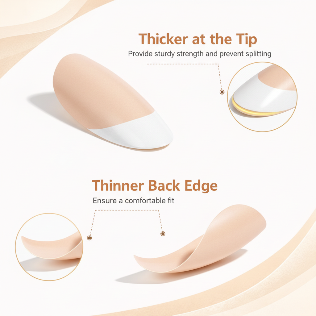 Salon-Style French Tip Press-On Nails - Coffin #039