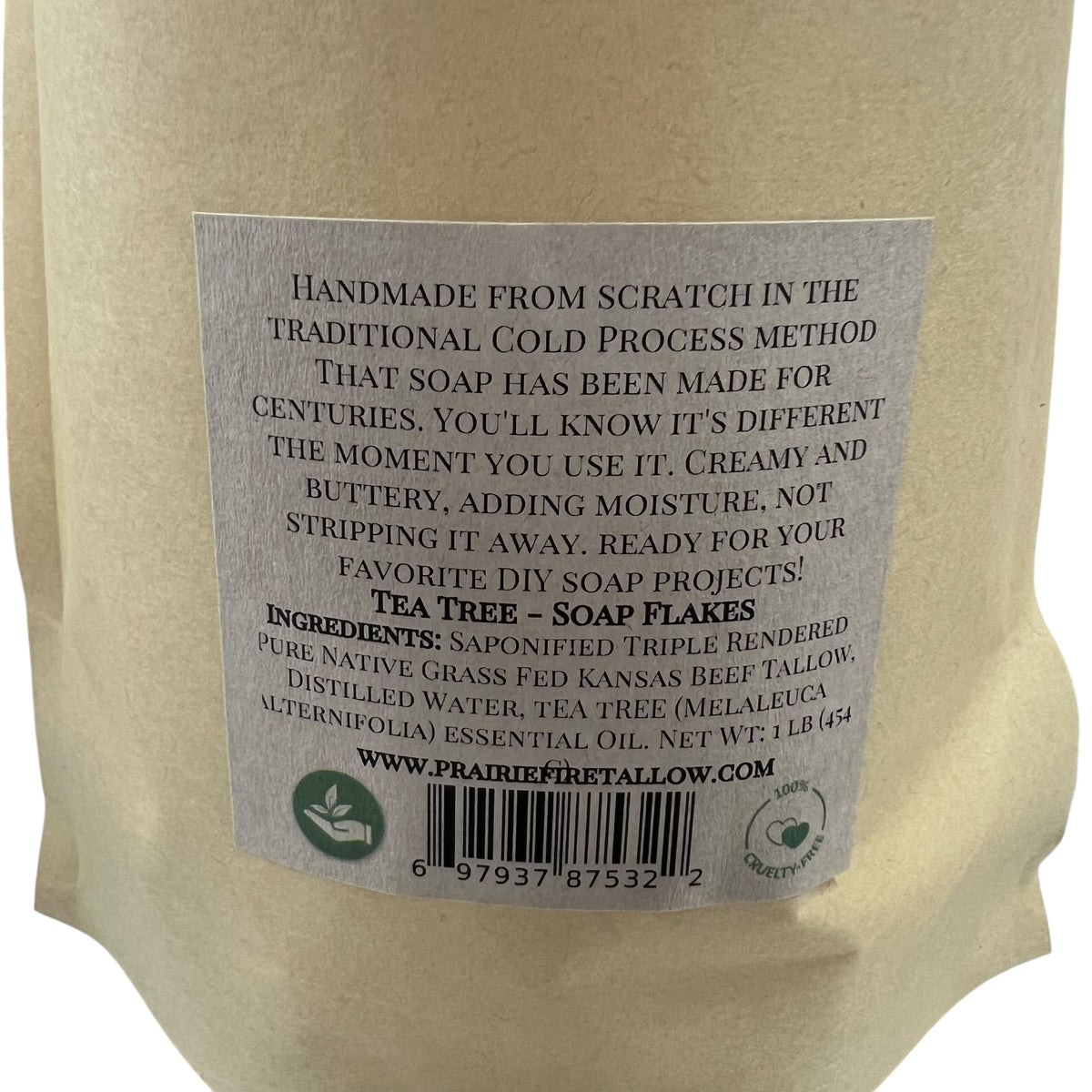 Pure Beef Tallow Soap Flakes - Made in USA - Grass Fed and Finished - Face, Body and Hair - Natural and Organic