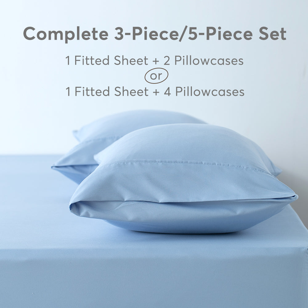KASENTEX All Season Deep Pocket Fitted Sheet Set with Pillowcases, Room Decor, Graduation Gifts