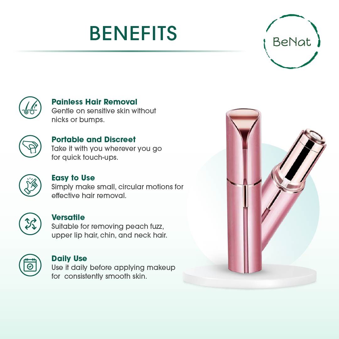 BENAT Rechargeable Facial + Eyebrow Hair Removers Set -2 Pack