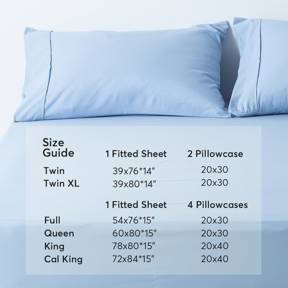 KASENTEX All Season Deep Pocket Fitted Sheet Set with Pillowcases, Room Decor, Graduation Gifts