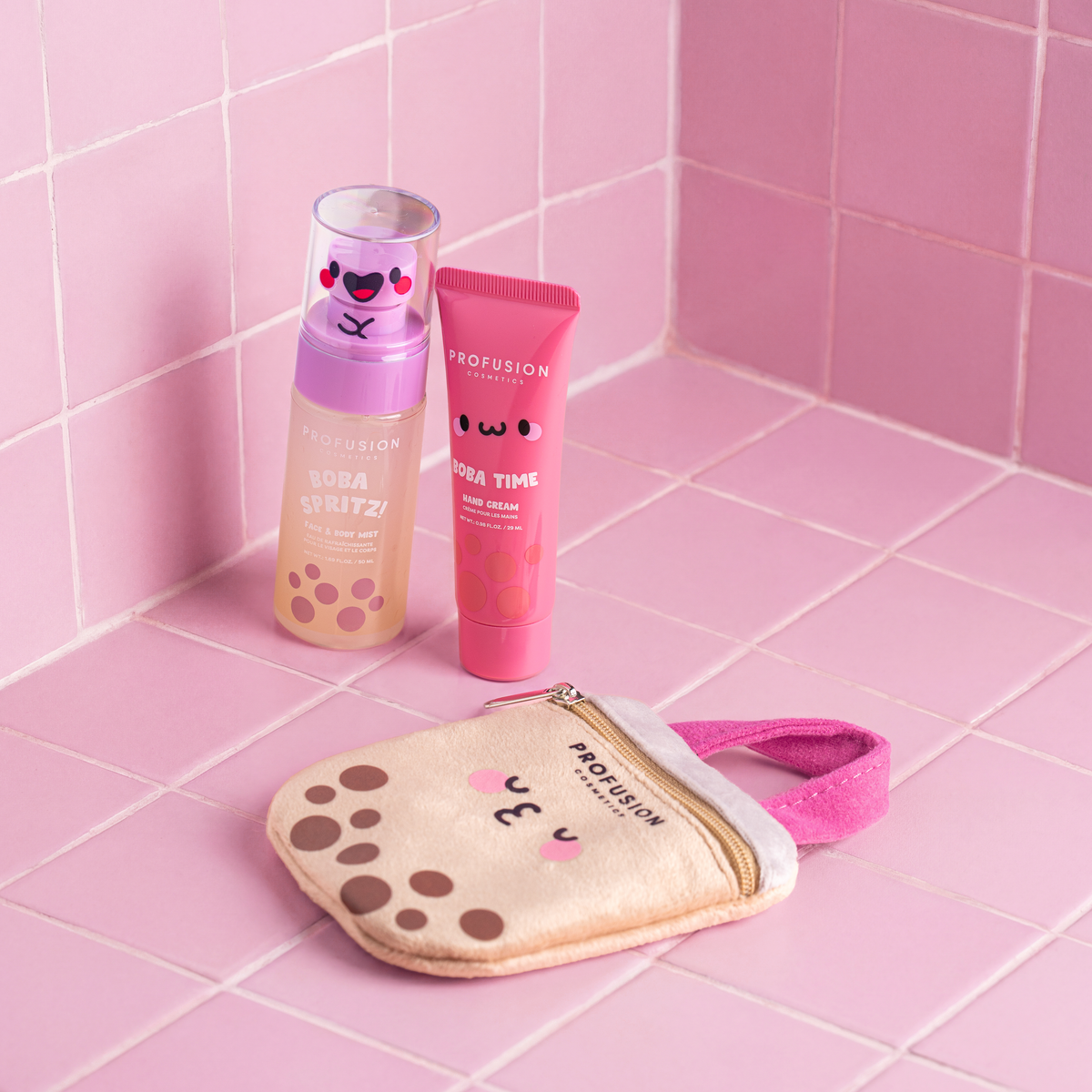 PROFUSION Let's Get Some Boba Body Spritz, Hand Lotion, and Reusable Pouch Set