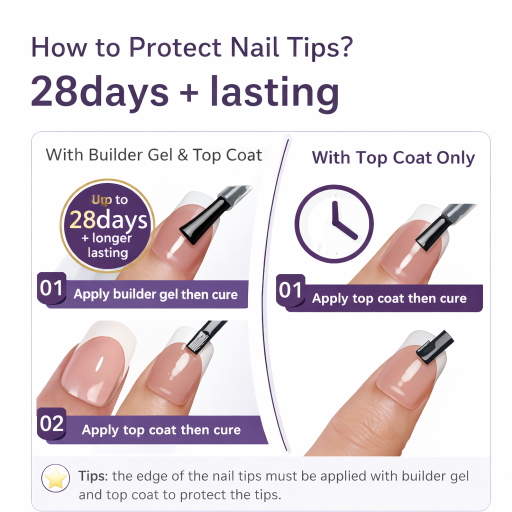 Salon-Style French Tip Press-On Nails - Coffin #039