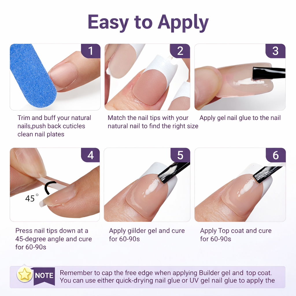Salon-Style French Tip Press-On Nails - Coffin #039