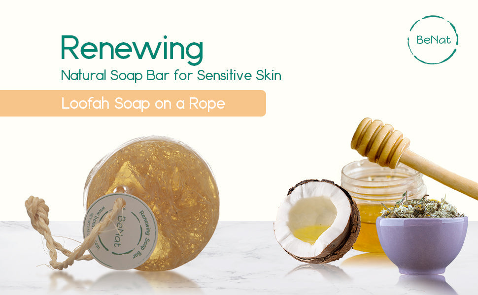 BENAT Renewing Soap Bar. Chamomile, Honey, and Coconut Oil.