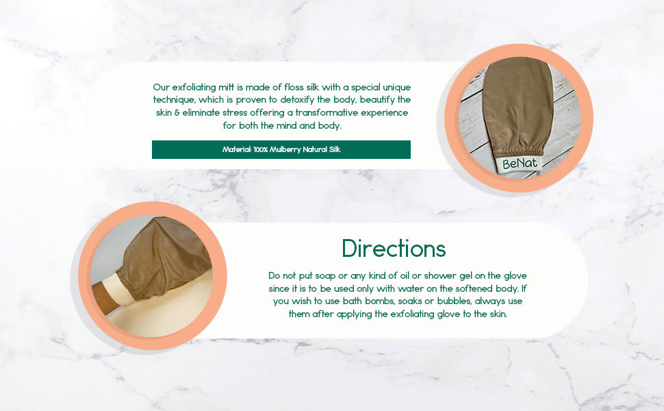 BENAT Silk Exfoliating Bath Gloves