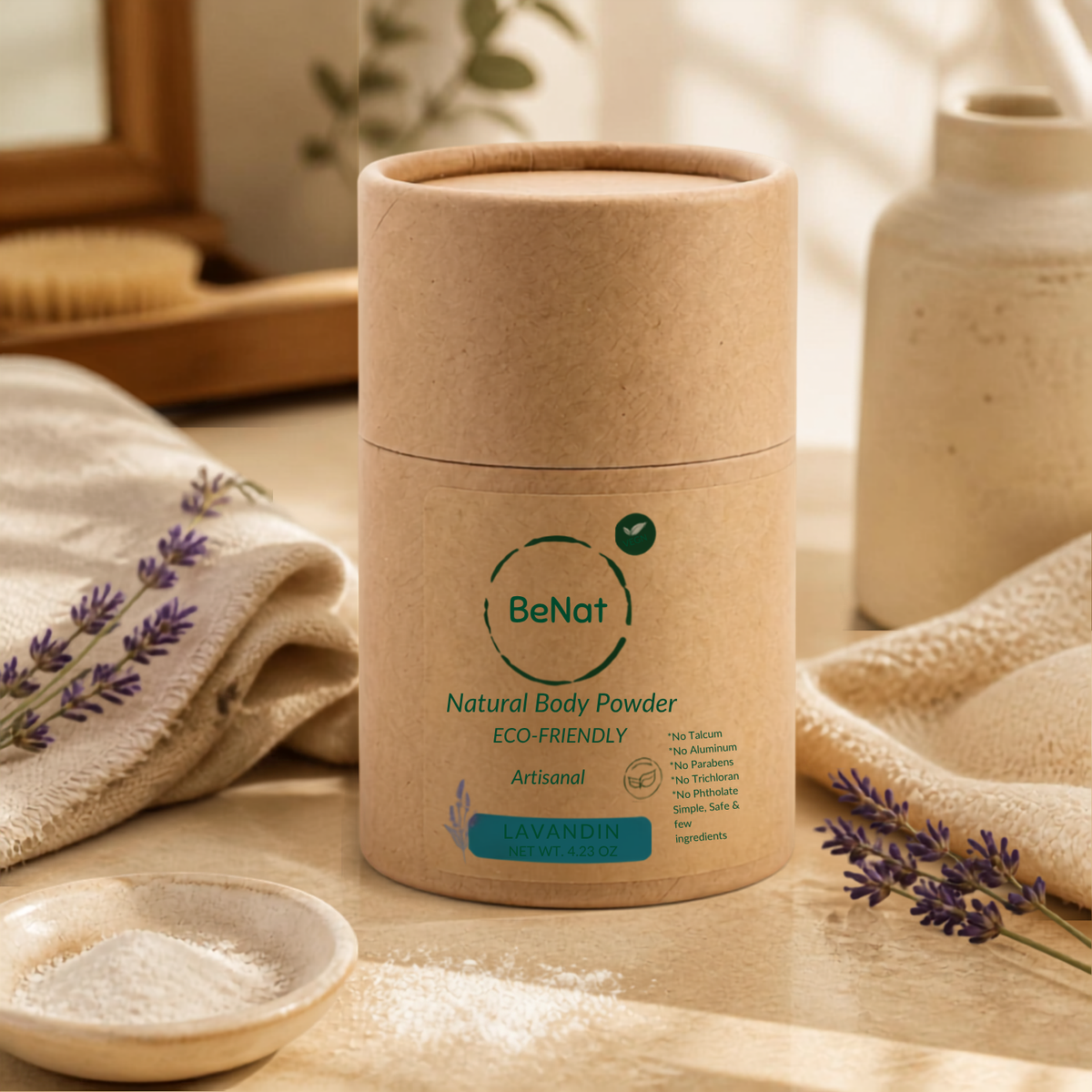 BENAT All-Natural Body Powder. Eco-Friendly.