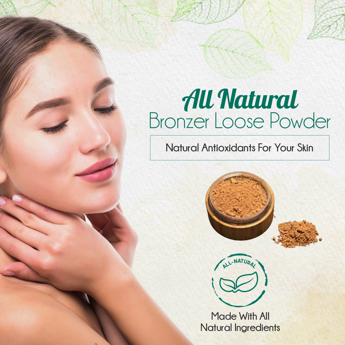 BENAT All-Natural Bronzer Loose Powder. Eco-Friendly
