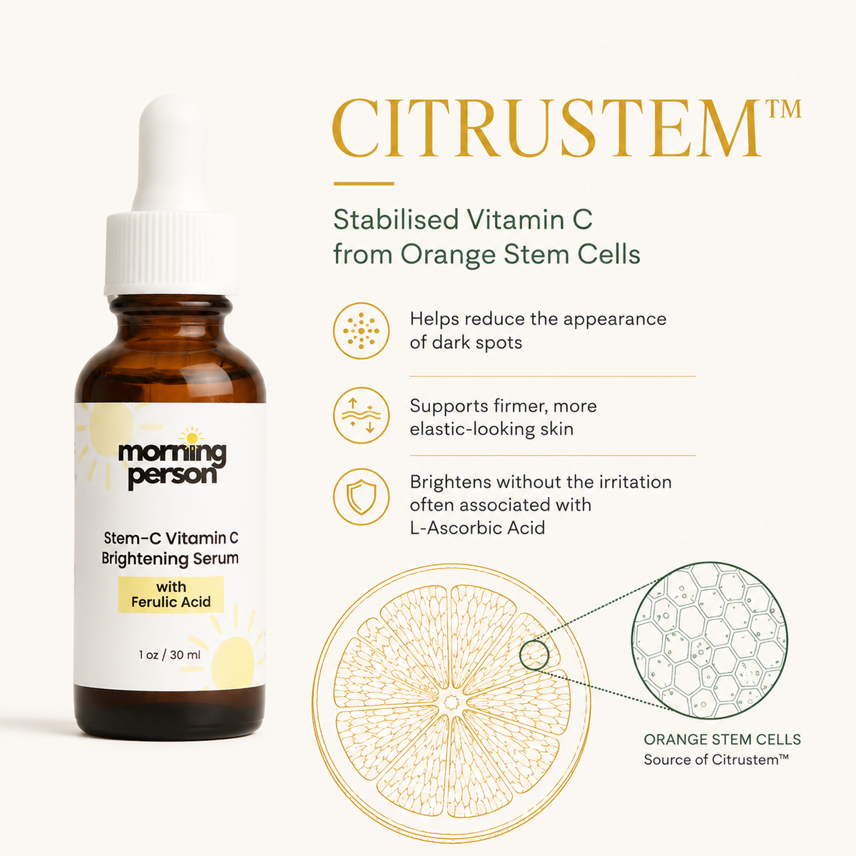 MORNING PERSON Stem-C Vitamin C Brightening Serum with Ferulic Acid