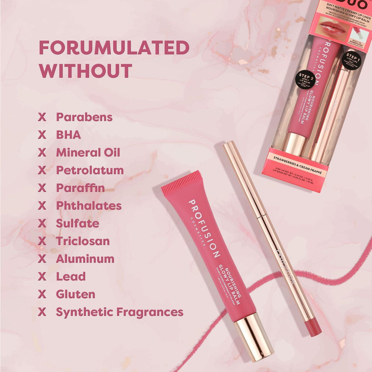 PROFUSION Lip Treat Duo Soft Matte Creamy Lip Liner & Nourishing Glowy Lip Balm