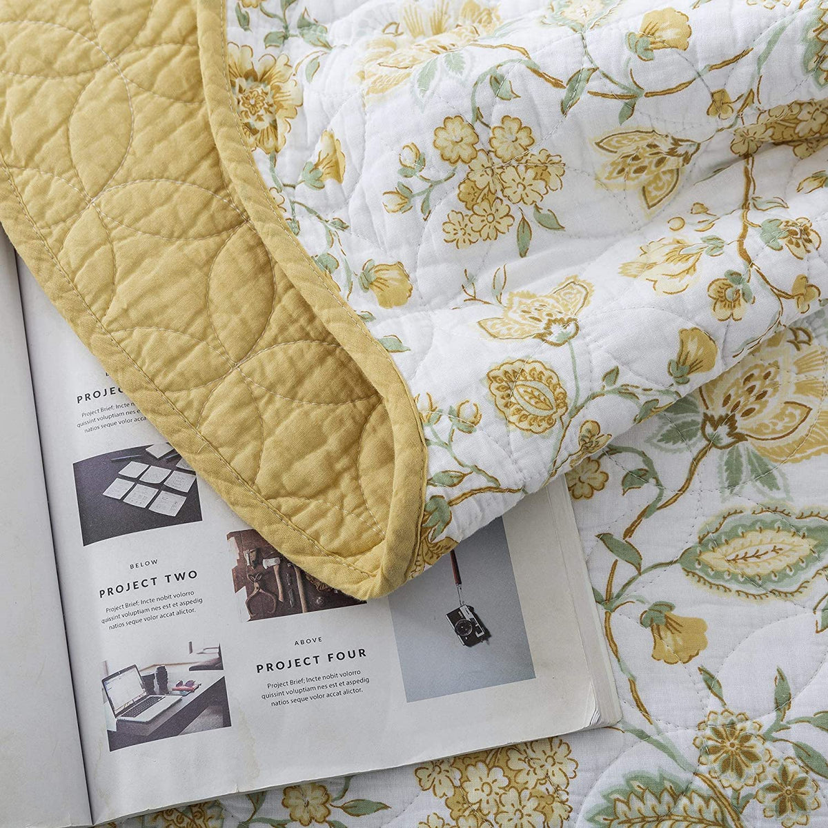KASENTEX 100% Cotton Summer Ultra Soft Floral Design 3 Piece Reversible Bedding Set, Room Decor, Graduation Gifts