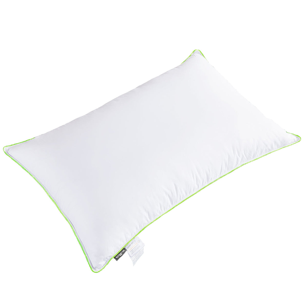 KASENTEX Silky Green Piped Edge Goose Down Feather Pillow Set, White
