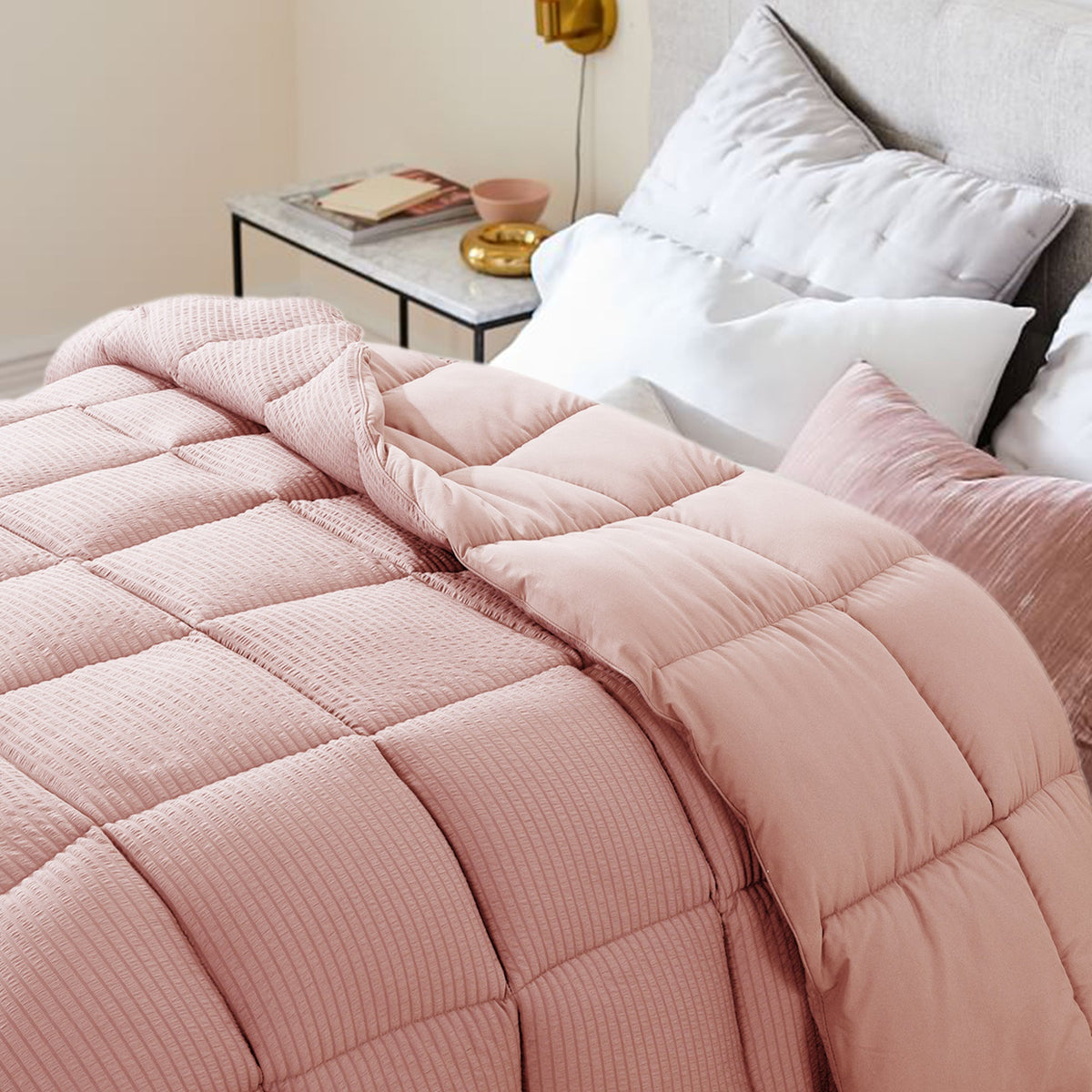 KASENTEX Ultra Soft All Season Down Alternative Reversible Comforter, Twin, Queen, King, Room Decor, Graduation Gifts