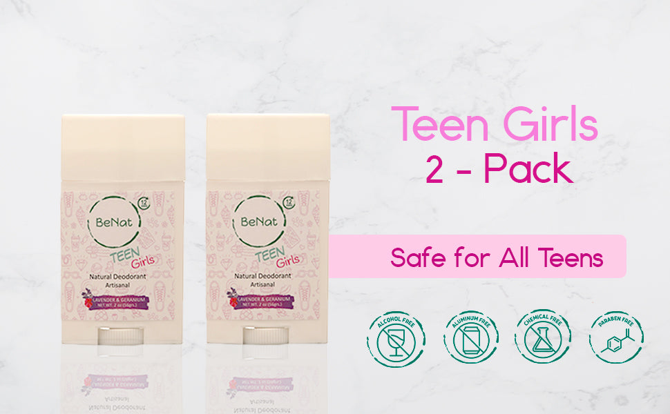 BENAT 2-Pack all-Natural Deodorants for Kids & Teens