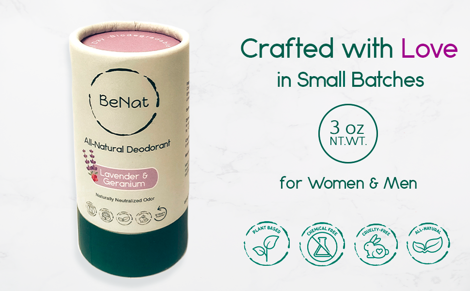 BENAT 2-Pack All-Natural, Plastic-Free Deodorants