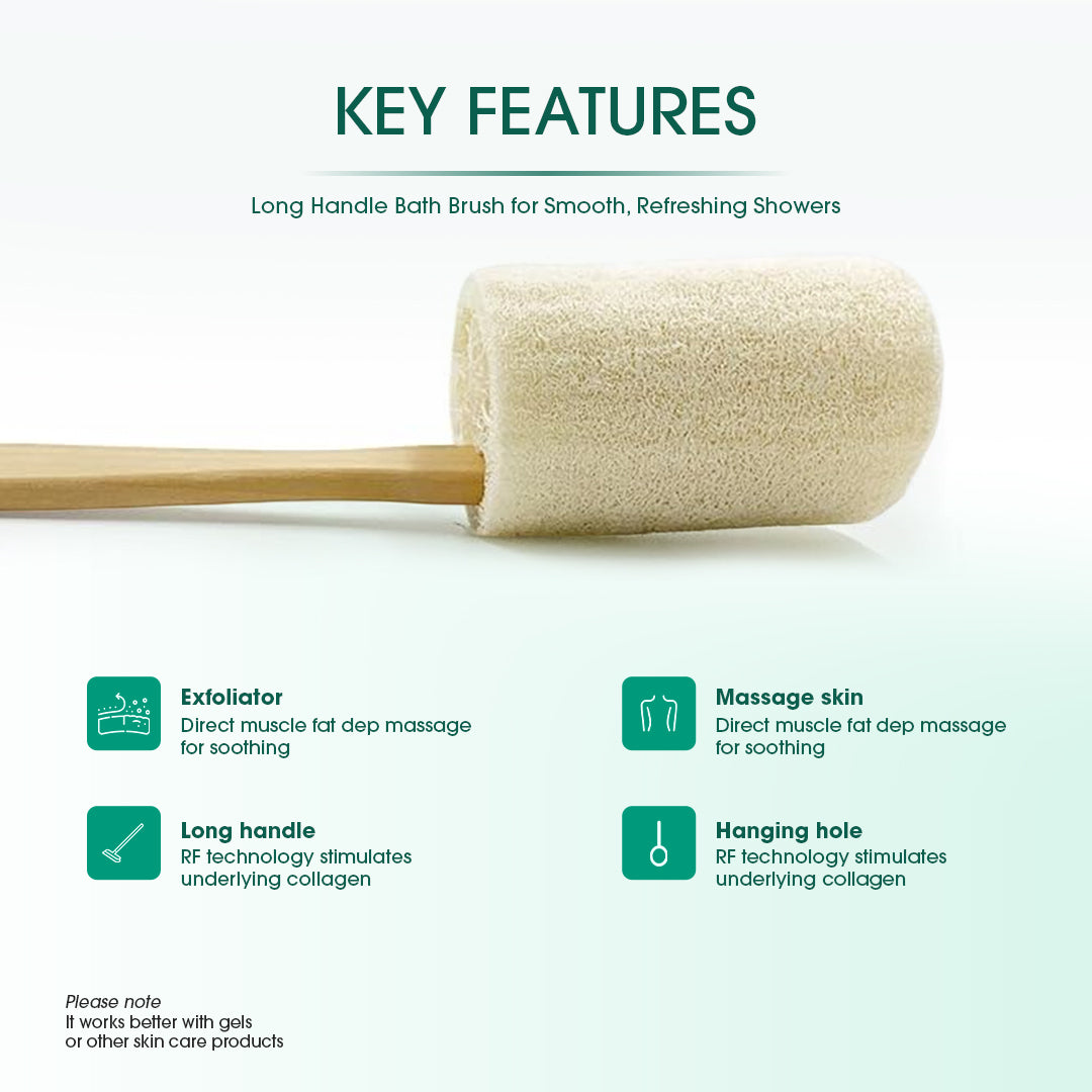 BENAT Natural Loofah Bath Brush w/Long Handle.