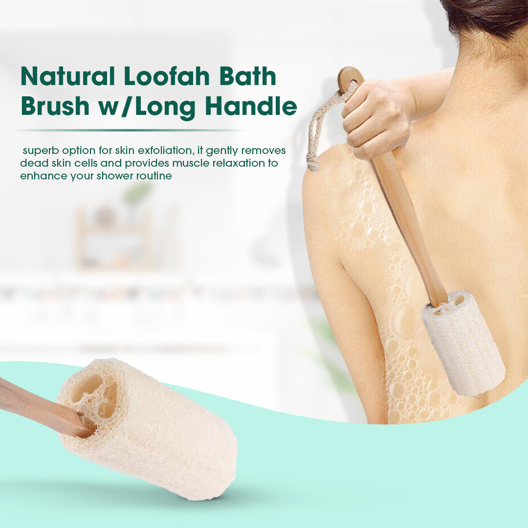 BENAT Natural Loofah Bath Brush w/Long Handle.