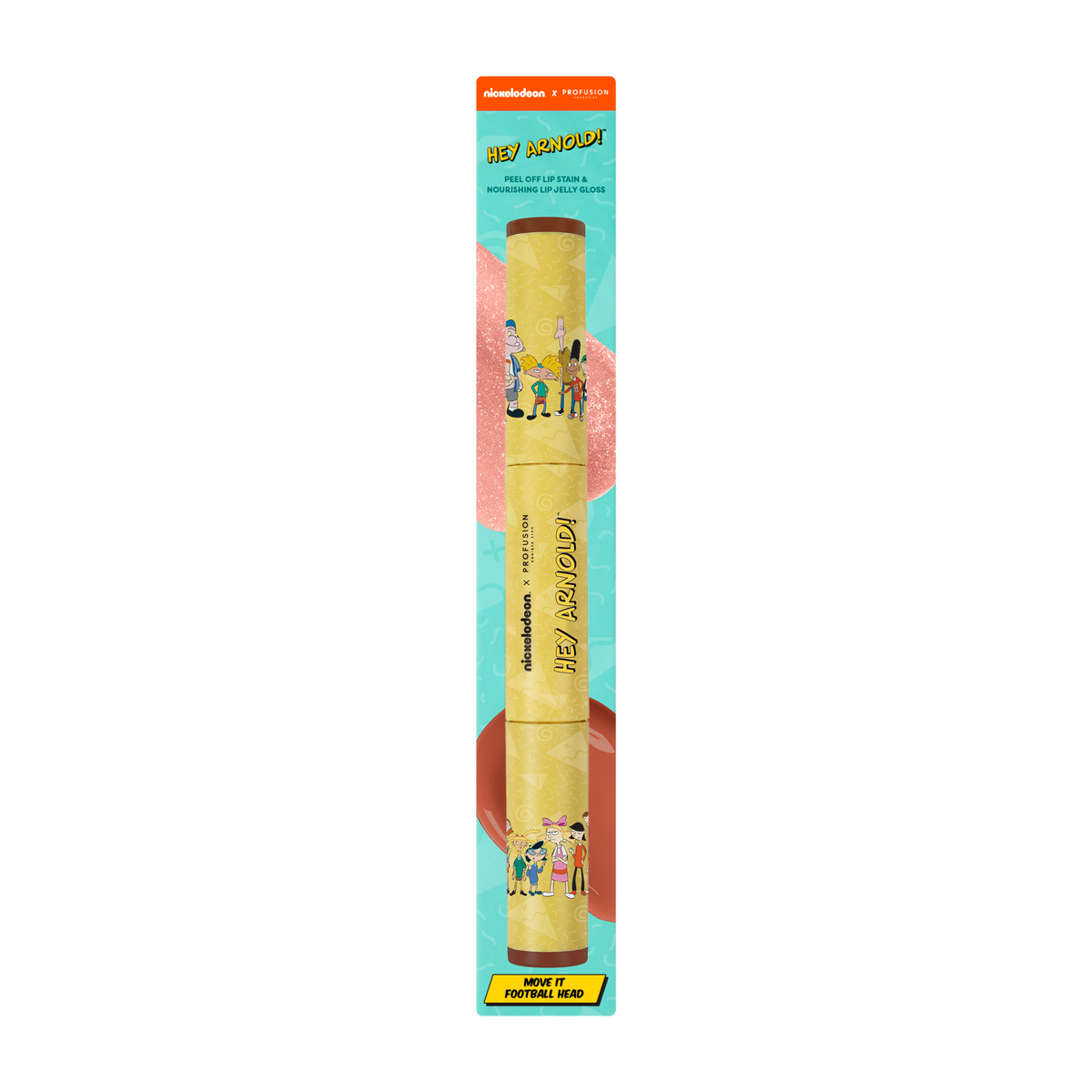 PROFUSION Hey Arnold! | Move It Football Head - Peel Off Lip Stain & Nourishing Lip Balm