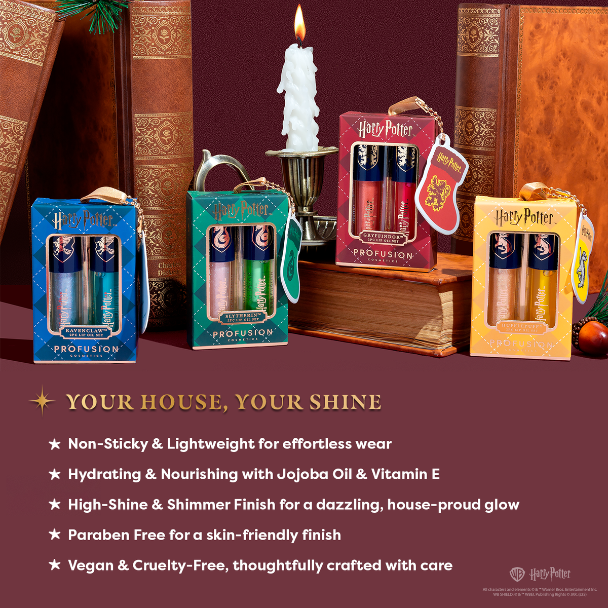 PROFUSION Harry Potter Holiday | Gryffindor™ Slytherin™ Hufflepuff™ Raven Claw™ Lip Duo Set