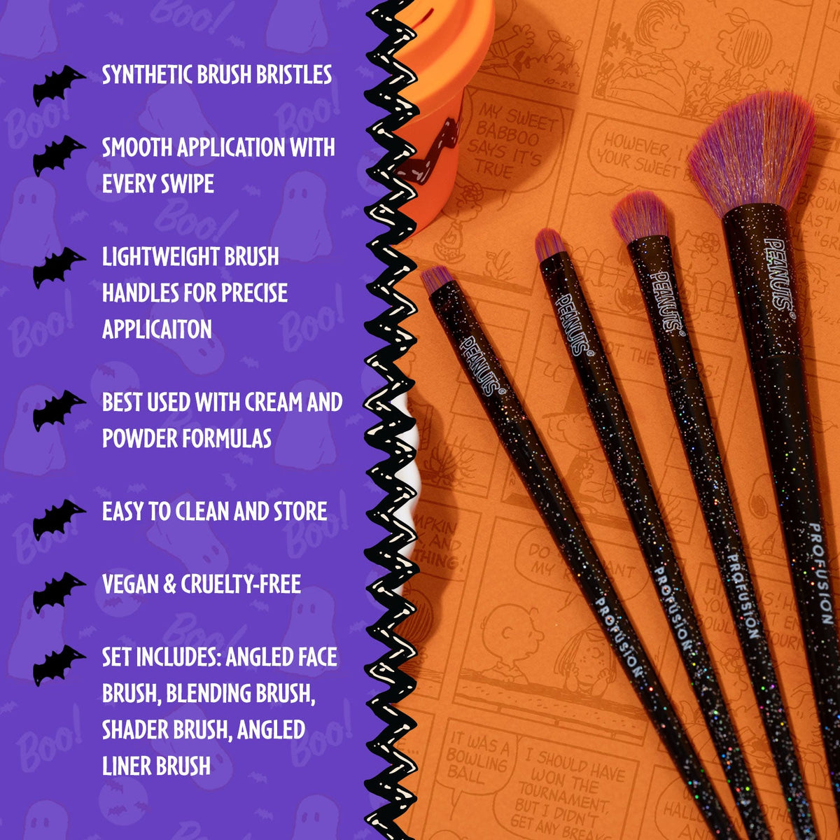 PROFUSION Peanuts Halloween | Witchy Blend 4 PC Eye & Face Brush Set