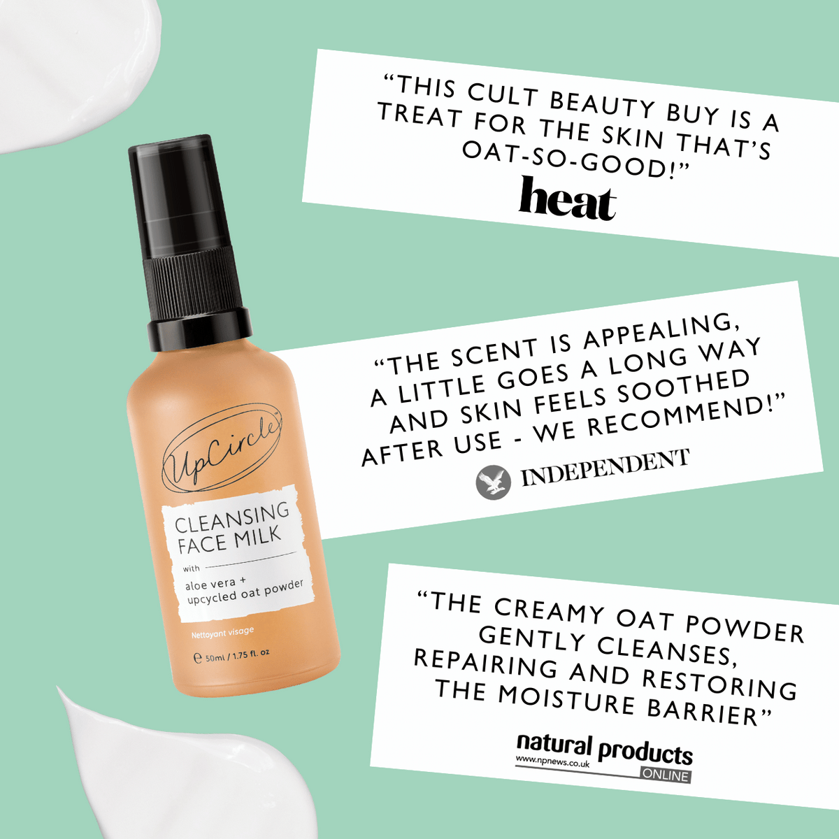 UPCIRCLE Cleansing Face Milk with Oat Powder - Travel Size