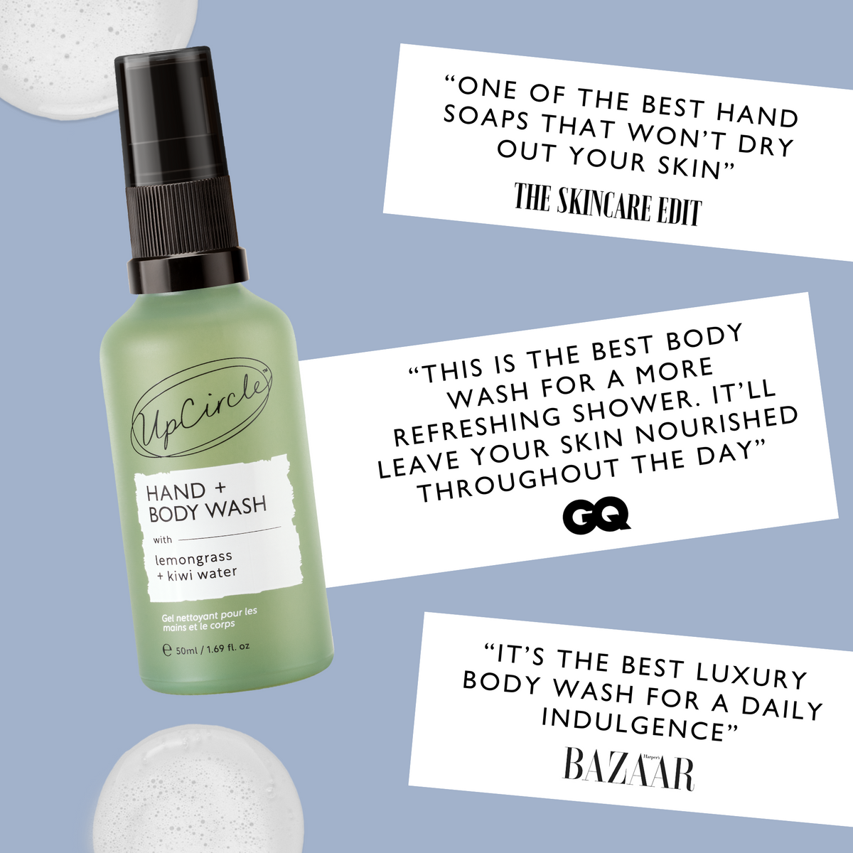 UPCIRCLE Natural Hand + Body Wash with Lemongrass - Travel Size