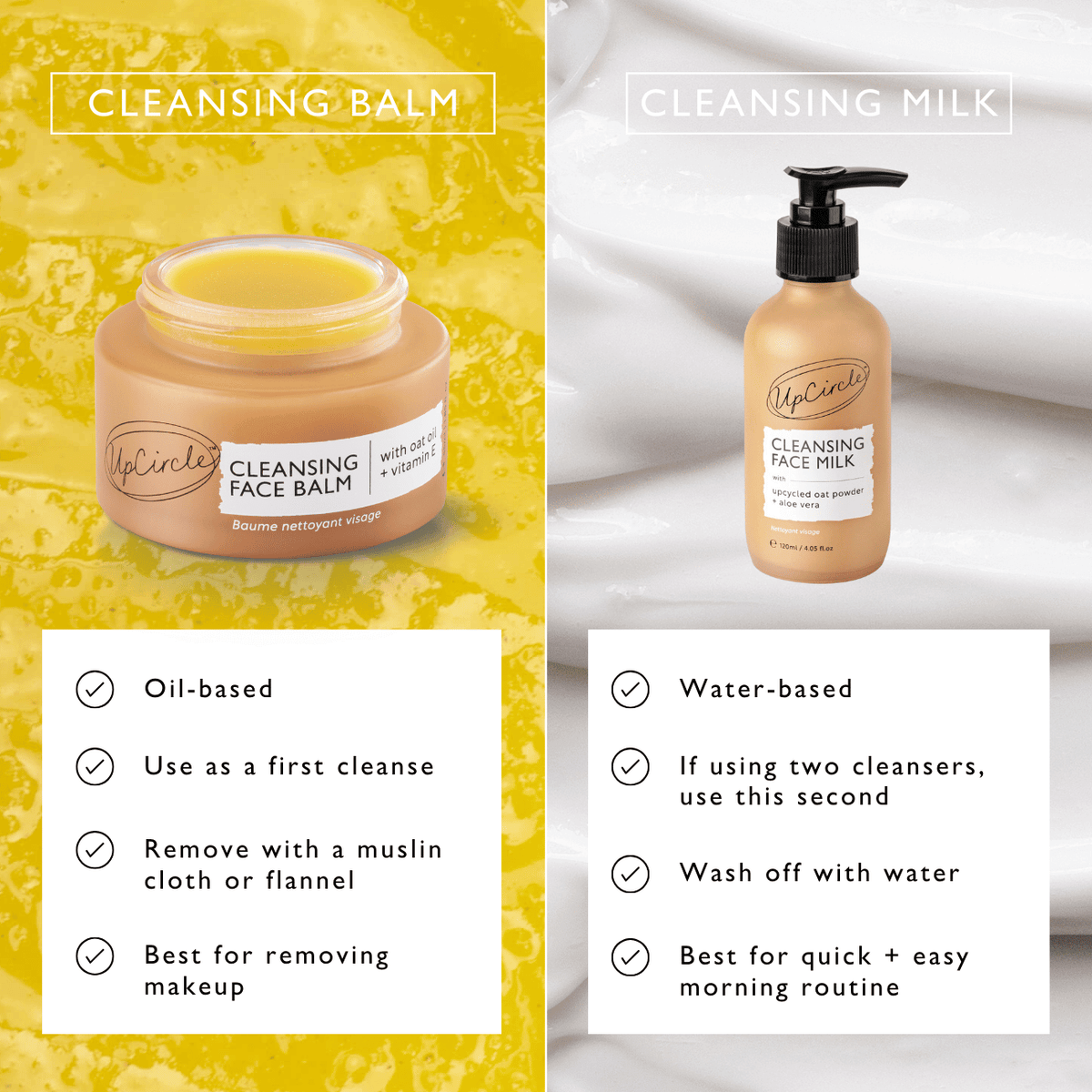 UPCIRCLE Cleansing Face Balm with Oat Oil + Vitamin E - Travel Size