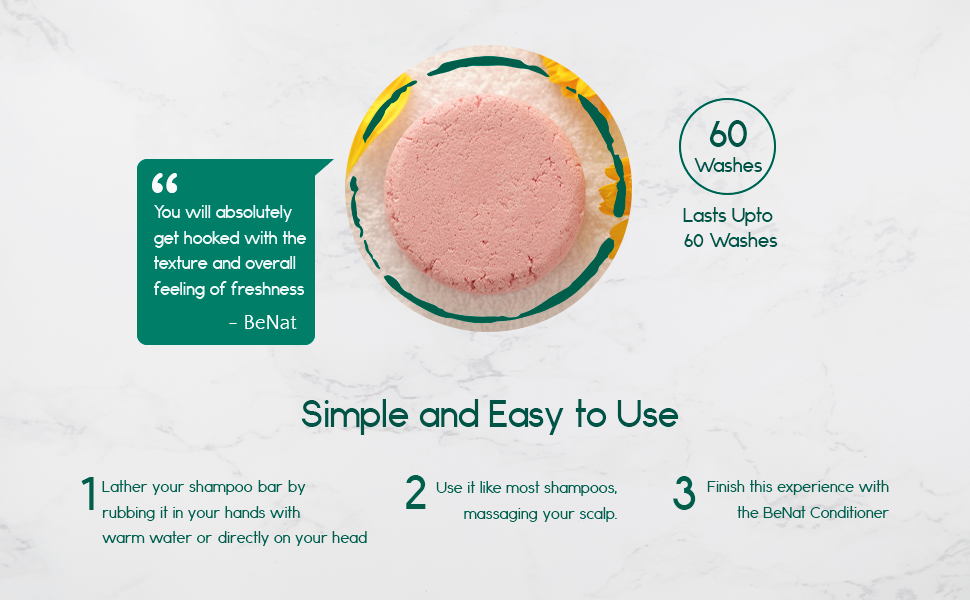 BENAT All-Natural Shampoo Bar. Plastic-Free