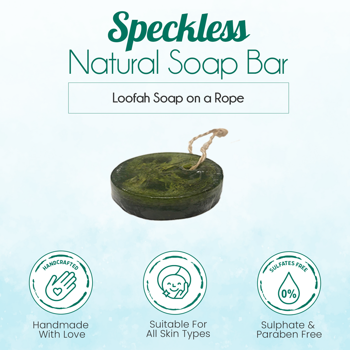 BENAT Speckless Soap Bar. Chia, Lemon, Parsley, and Coconut Oil.