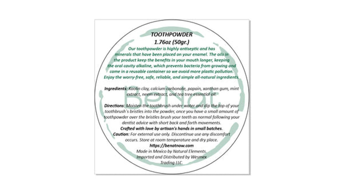 BENAT All-Natural Tooth Powder. Eco-Friendly.