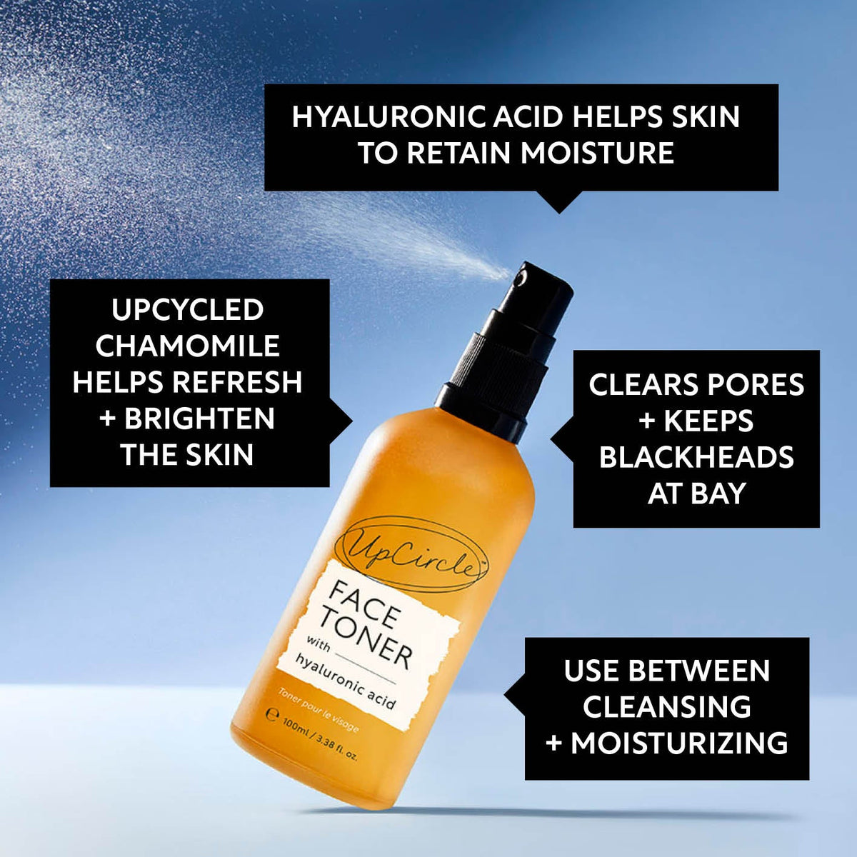 UPCIRCLE Face Toner with Hyaluronic Acid - Travel Size