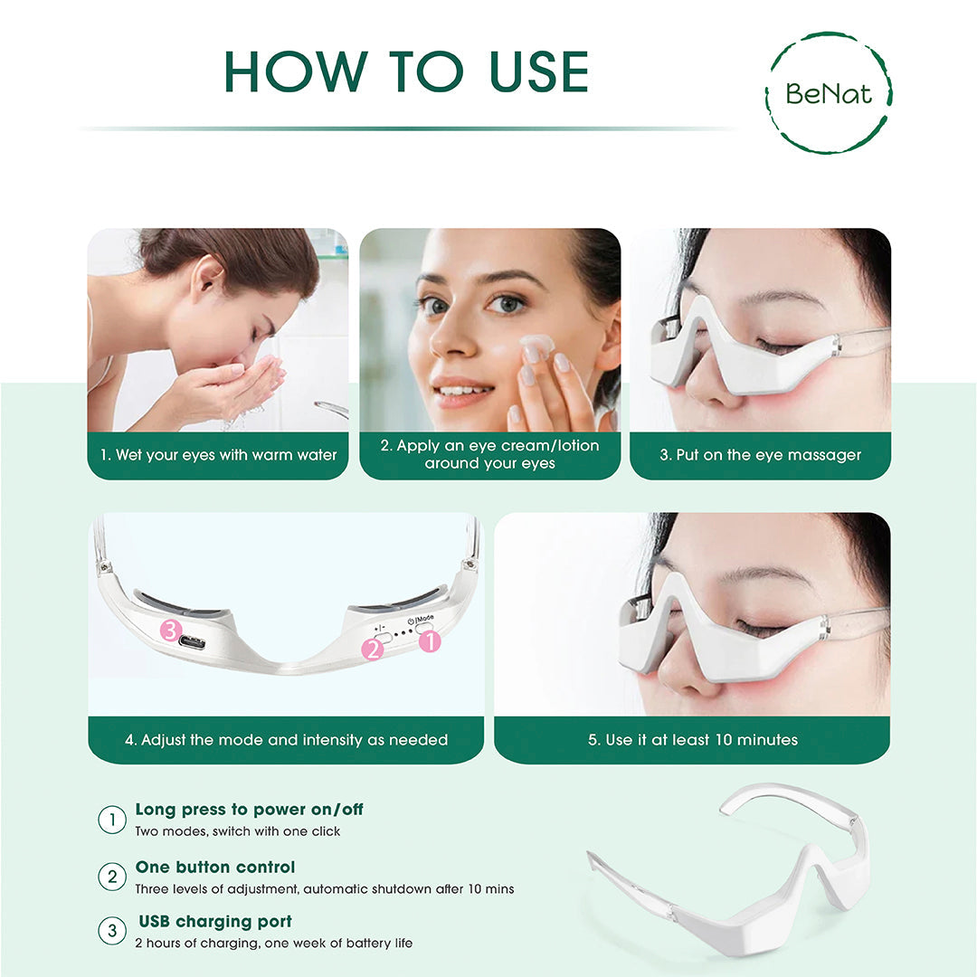 BENAT Under-Eye Red Light Therapy Skin Rejuvenation and Relaxation Massager