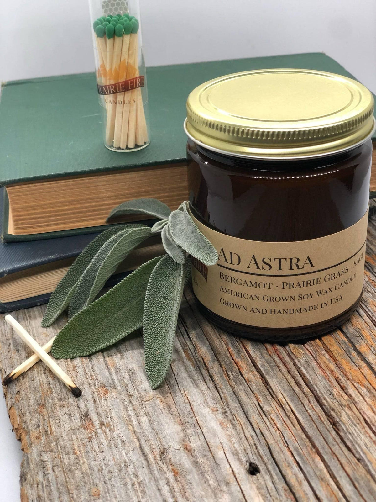 PRAIRIE FIRE Ad Astra Soy Wax Candle | 9 oz Amber Apothecary Jar