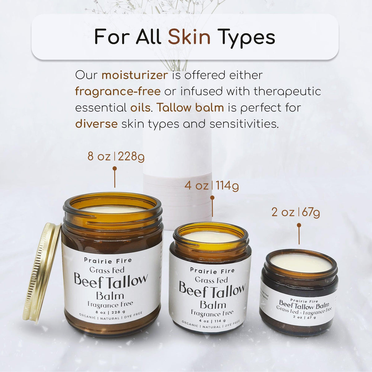 Grass Fed Beef Tallow Balm - 4 oz - Made in USA - Organic Grass Fed and Finished Tallow - Moisturizing Skin Care