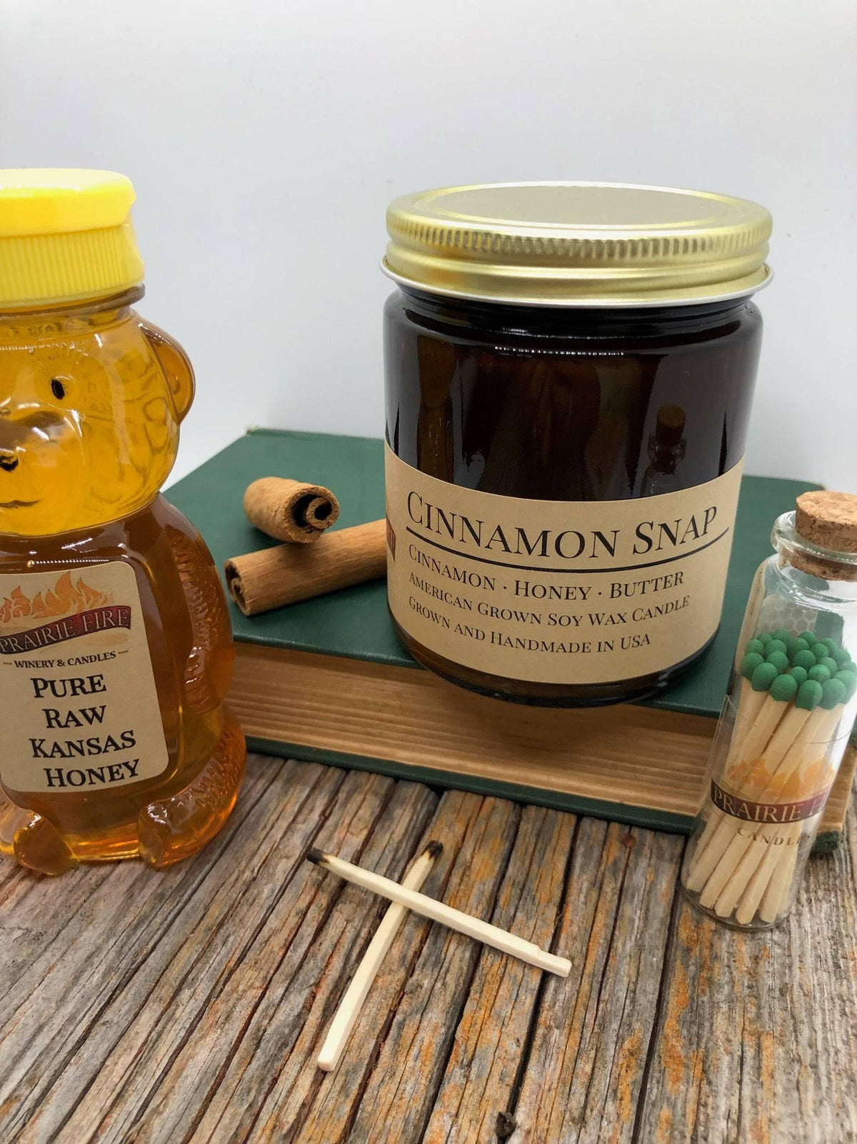 PRAIRIE FIRE Cinnamon Snap Soy Wax Candle | 9 oz Amber Apothecary