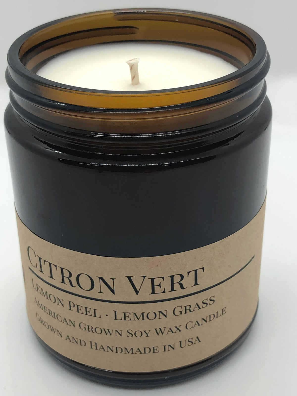 PRAIRIE FIRE Citron Vert Soy Wax Candle | 9 oz Amber Apothecary Jar