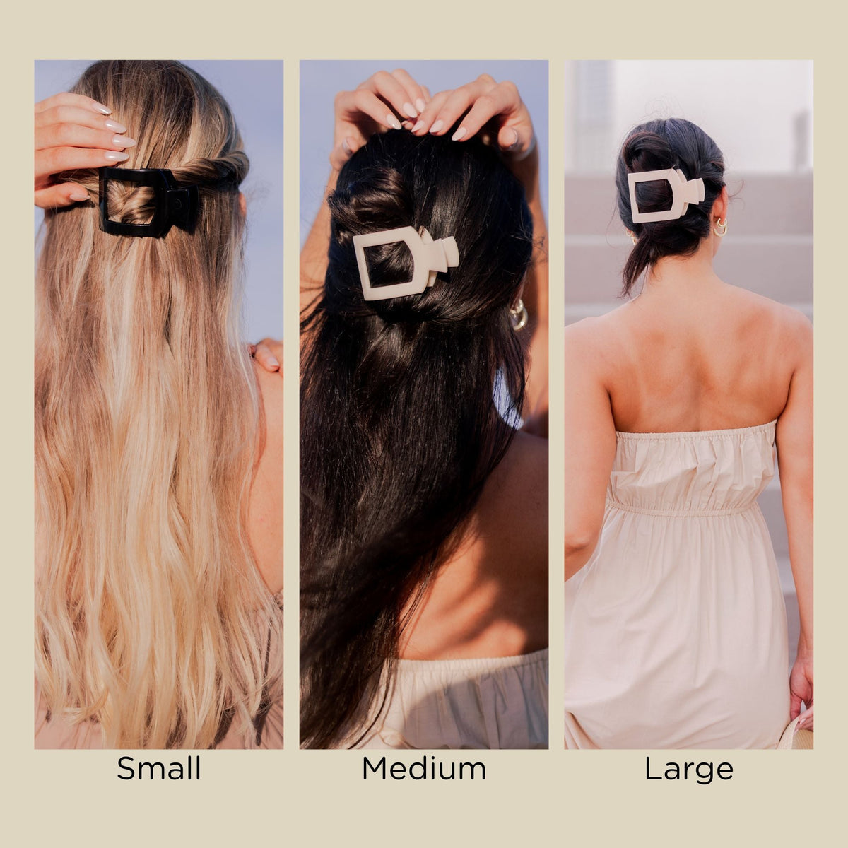 Coconut White Large Flat Square Hair Clip