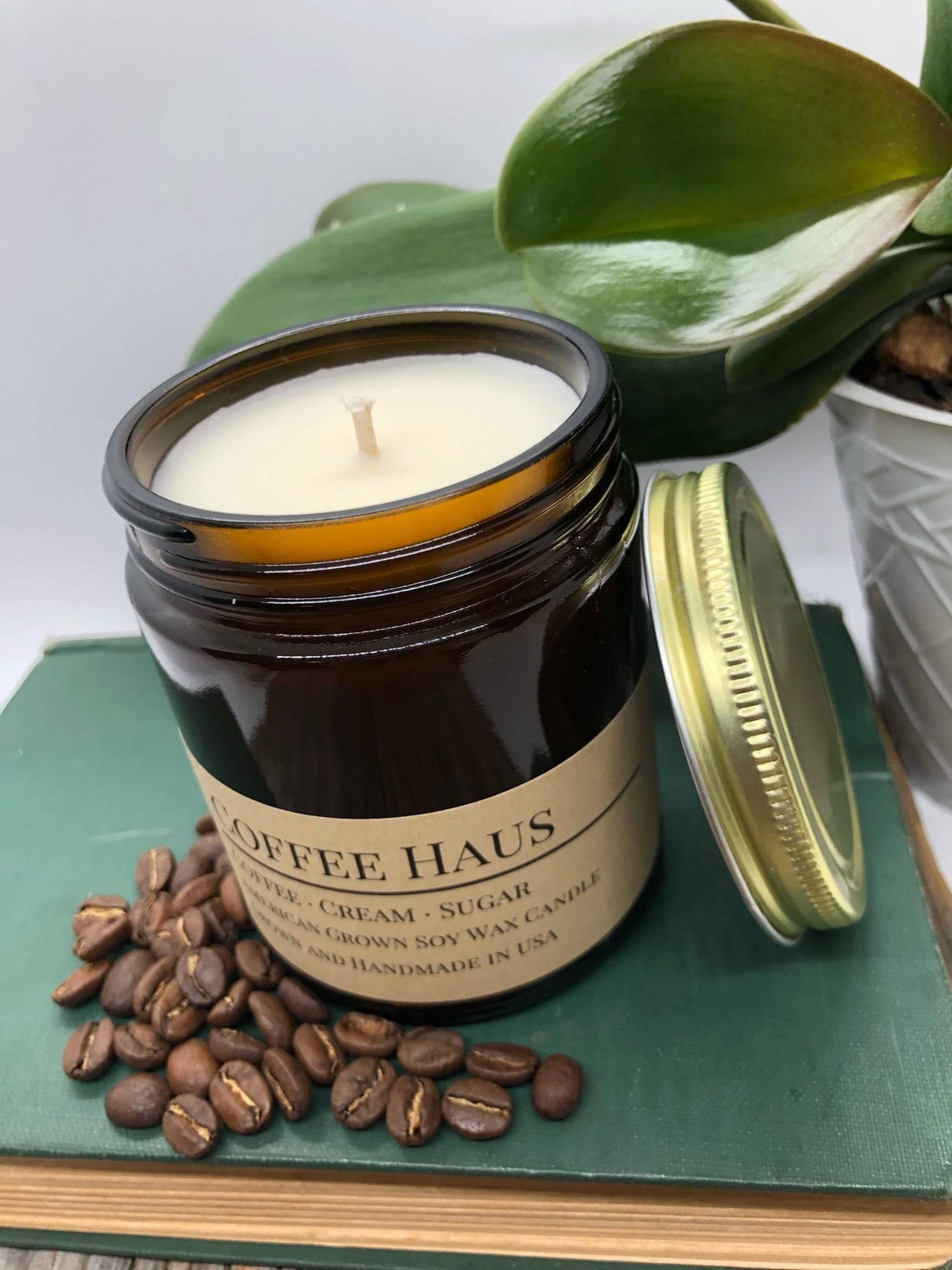 PRAIRIE FIRE Coffee Haus Soy Wax Candle | 9 oz Amber Apothecary Jar