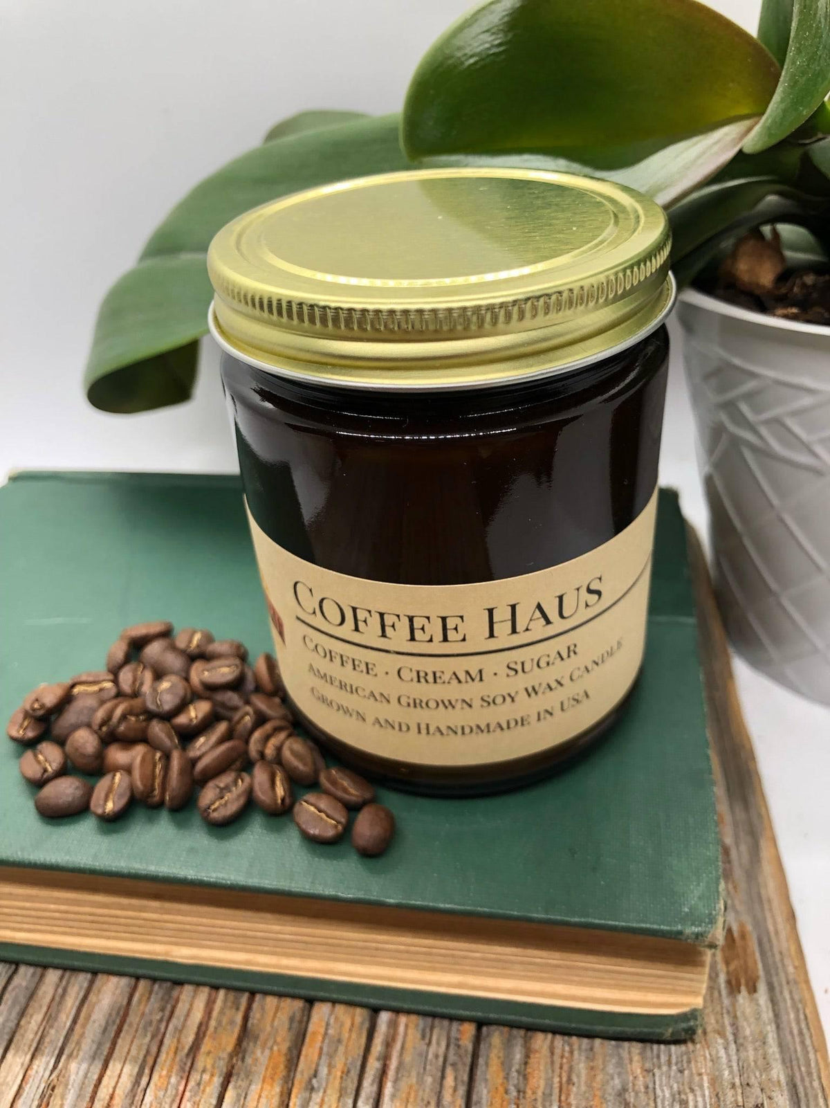 PRAIRIE FIRE Coffee Haus Soy Wax Candle | 9 oz Amber Apothecary Jar