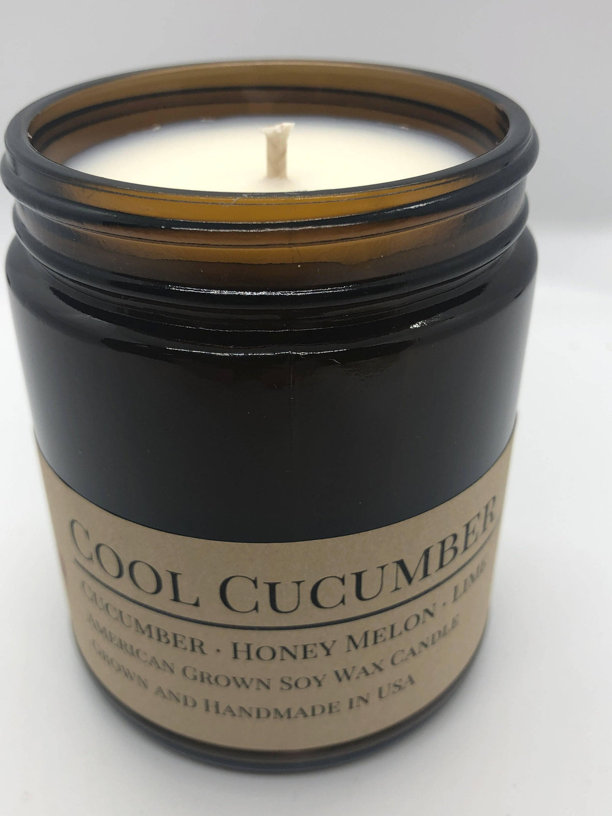 PRAIRIE FIRE Cool Cucumber Soy Wax Candle | 9 oz Amber Apothecary Jar
