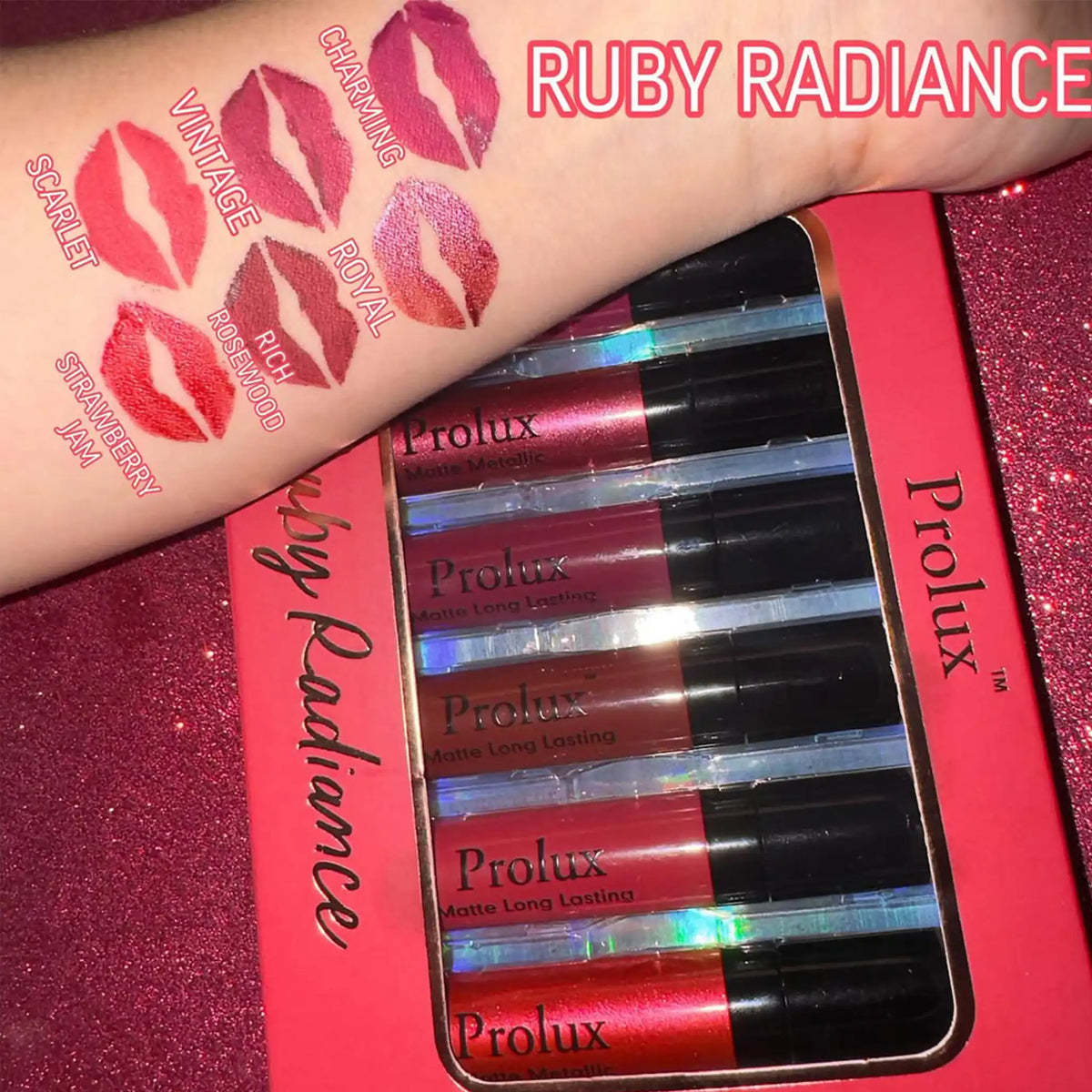 PROLUX Ruby Radiance Metallic Matte Red Lipsticks