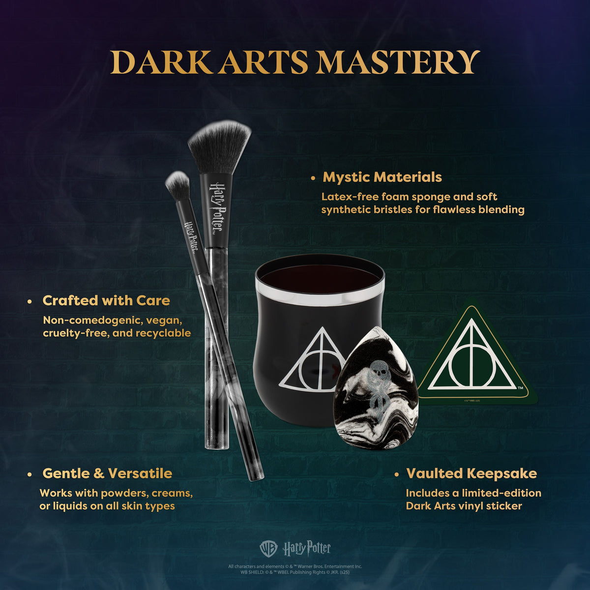 PROFUSION Hp Dark Arts | Deathly Hallows™ Blend Makeup Brush & Sponge Set