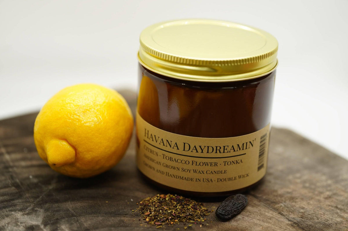 PRAIRIE FIRE Havana Daydreamin' Soy Wax Candle | 16 oz Double Wick Amber Apothecary Jar