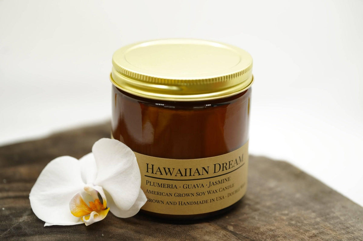 PRAIRIE FIRE Hawaiian Dream Soy Wax Candle | 16 oz Double Wick Amber Apothecary Jar